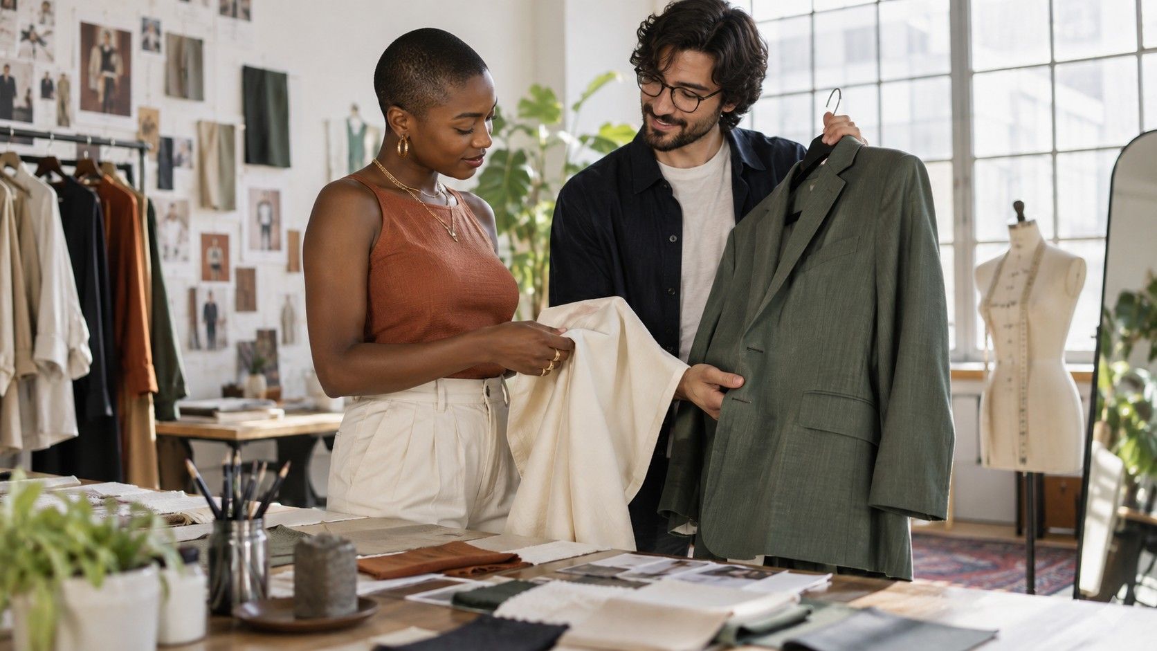 Clothing silhouettes on a simple style rail